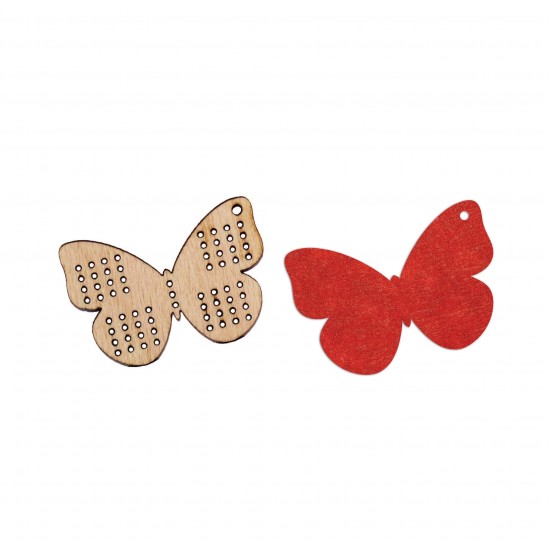 Baza blank Tip Gherghef - Fluture - gaurele 1mm - Spate Fetru - 45x31 mm