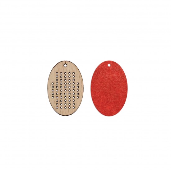 Baza blank Tip Gherghef - Oval - gaurele 1 mm - Spate Fetru - 40x27 mm