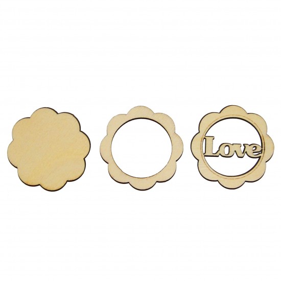Set Trei Baze blank - Brosa-Martisor Licheni Personalizata - Floare - 50x50 mm