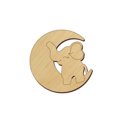 Baza Blank Martisor Elefant pe Luna - 40x40 mm Baza Blank Martisor Elefant pe Luna - 40x40 mm