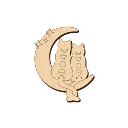 Baza Blank Martisor Pisici pe Semiluna - 45x36 mm