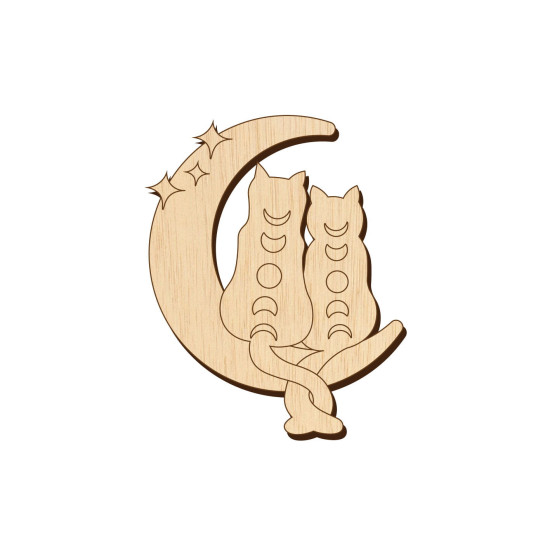 Baza Blank Martisor Pisici pe Semiluna - 45x36 mm