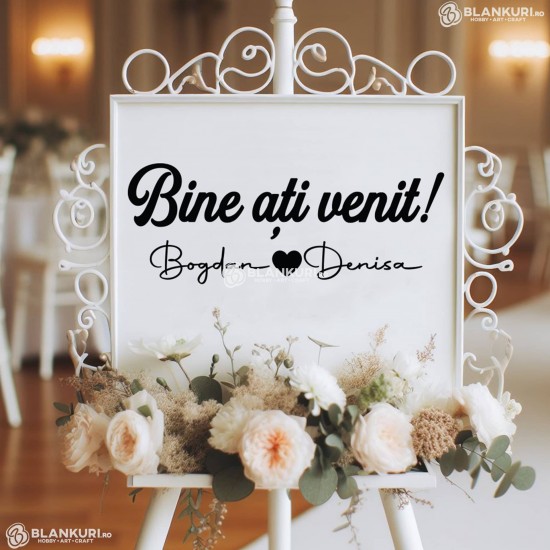 Stiker - Bine ati Venit! si 2 Nume Personalizate - 60x23 cm
