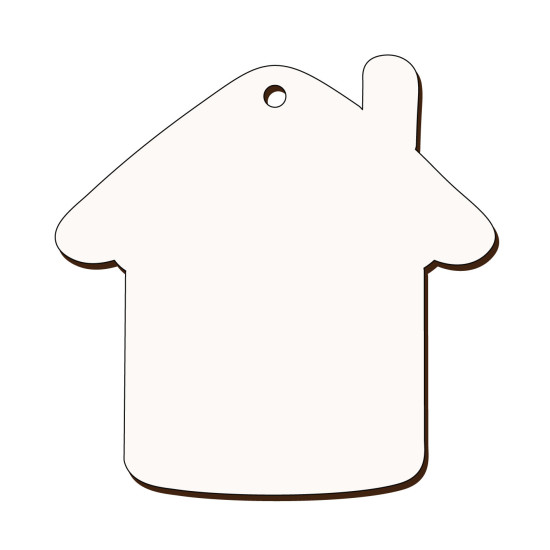 Ornament Brad Sublimabil - Silueta Casuta pentru Sublimare - MDF alb melaminat  - 100x80 mm