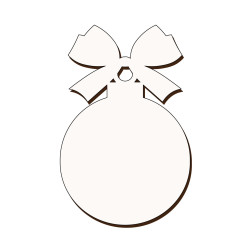 Ornament Brad Sublimabil - Silueta Glob cu Funda pentru Sublimare - MDF alb melaminat  - 100x65 mm