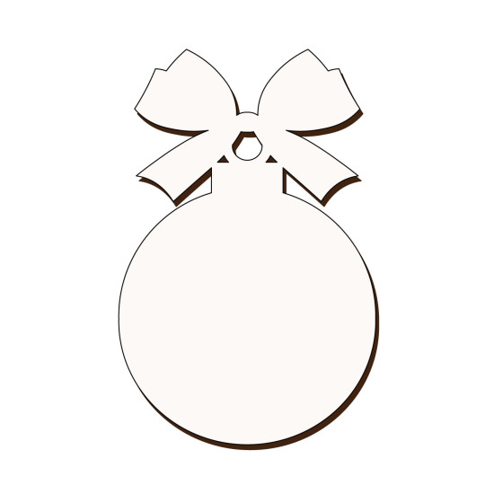 Ornament Brad Sublimabil - Silueta Glob cu Funda pentru Sublimare - MDF alb melaminat  - 100x65 mm