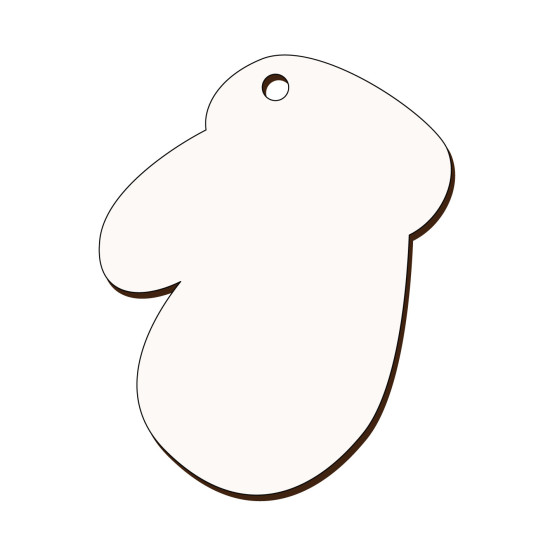 Ornament Brad Sublimabil - Silueta Manusa pentru Sublimare - MDF alb melaminat  - 100x80 mm