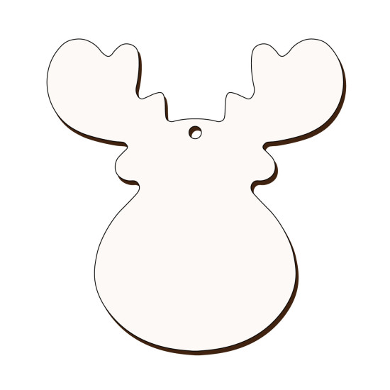 Ornament Brad Sublimabil - Silueta Ren pentru Sublimare - MDF alb melaminat  - 100x95 mm