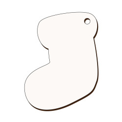 Ornament Brad Sublimabil - Silueta Soseta pentru Sublimare - MDF alb melaminat  - 100x75 mm