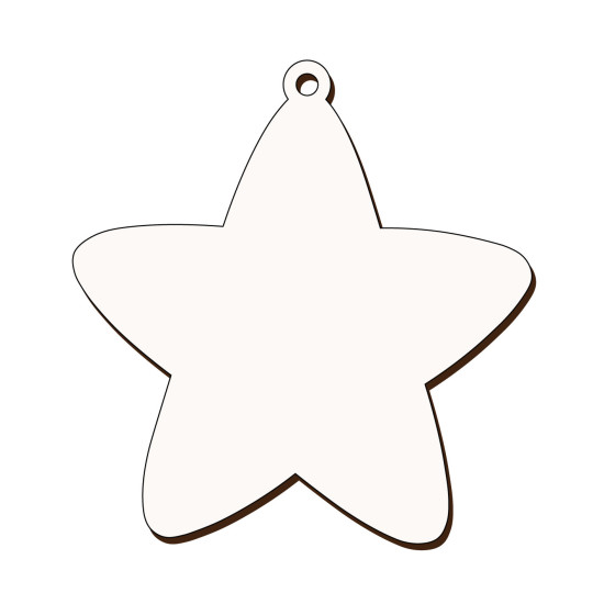 Ornament Brad Sublimabil - Silueta Steluta pentru Sublimare - MDF alb melaminat  - 100x95 mm