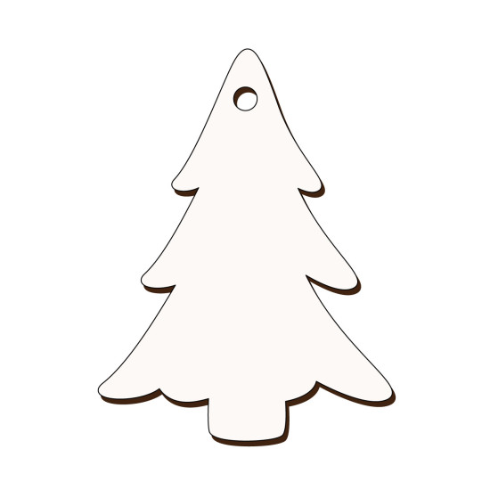 Ornament Brad Sublimabil - Silueta Bradut pentru Sublimare - MDF alb melaminat  - 100x75 mm
