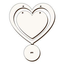 Inima cu Cadru si Baza Sublimabila - Silueta Inima cu Cadru si Baza pentru Sublimare - MDF alb melaminat   - 170x150 mm
