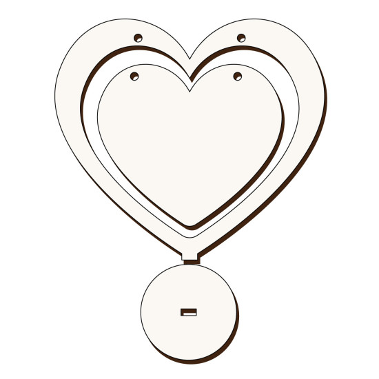 Inima cu Cadru si Baza Sublimabila - Silueta Inima cu Cadru si Baza pentru Sublimare - MDF alb melaminat   - 170x150 mm