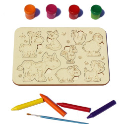 Plansa din Lemn pentru Colorat cu Figurine Detasabile - Animale Ferma