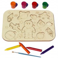 Plansa din Lemn pentru Colorat cu Figurine Detasabile - Elemente spatiale
