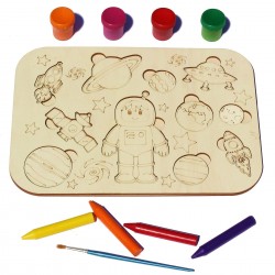 Plansa din Lemn pentru Colorat cu Figurine Detasabile - Elemente spatiale