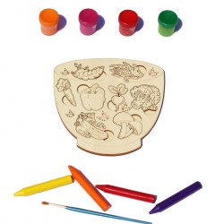 Plansa din Lemn pentru Colorat cu Figurine Detasabile - Bol cu Legume