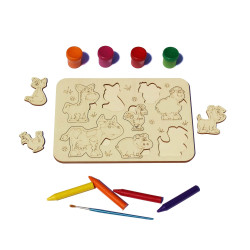 Plansa din Lemn pentru Colorat cu Figurine Detasabile - Animale Ferma