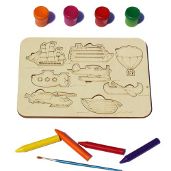 Plansa din Lemn pentru Colorat cu Figurine Detasabile - Vaporase