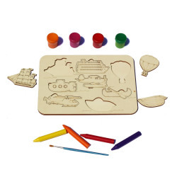 Plansa din Lemn pentru Colorat cu Figurine Detasabile - Vaporase