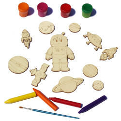 Set 10 figurine din Lemn pentru Colorat - Elemente Spatiale