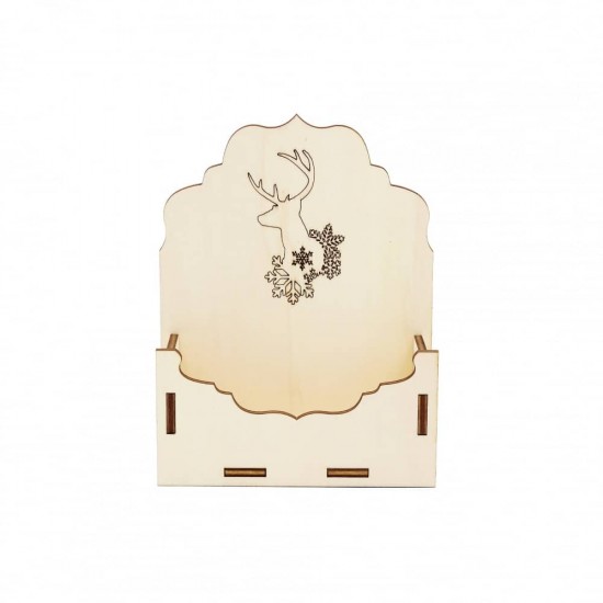 Cutie tip Plic din Lemn 13x4x17 cm - Ren cu Fulgi Cutie tip Plic din Lemn 13x4x17 cm - Ren cu Fulgi