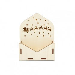 Cutie tip Plic din Lemn 13x4x17 cm - Mos Craciun si Renii Sai Cutie tip Plic din Lemn 13x4x17 cm - Mos Craciun si Renii Sai