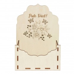 Cutie tip Plic din Lemn 18x11x25 cm - Paste fericit - Fluturi si Flori