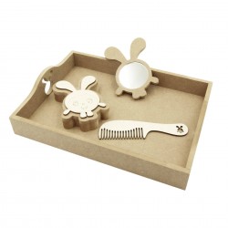 Set Blank - Model Baby Iepuras - Tava + Oglinda + Cutie + Pieptene