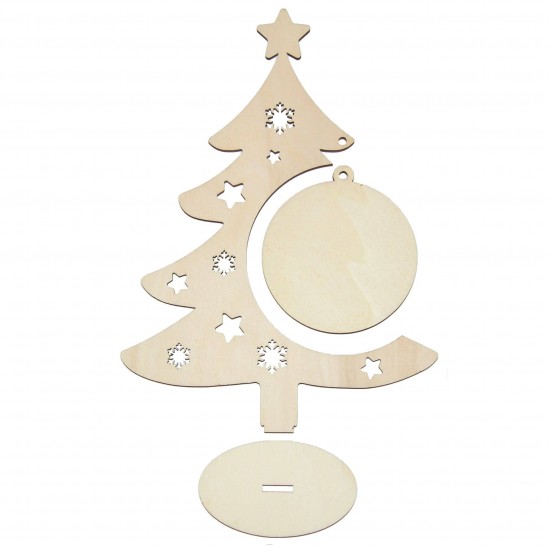Ornament Blank Brad cu spatiu Glob si Decupaje flugi si stelute