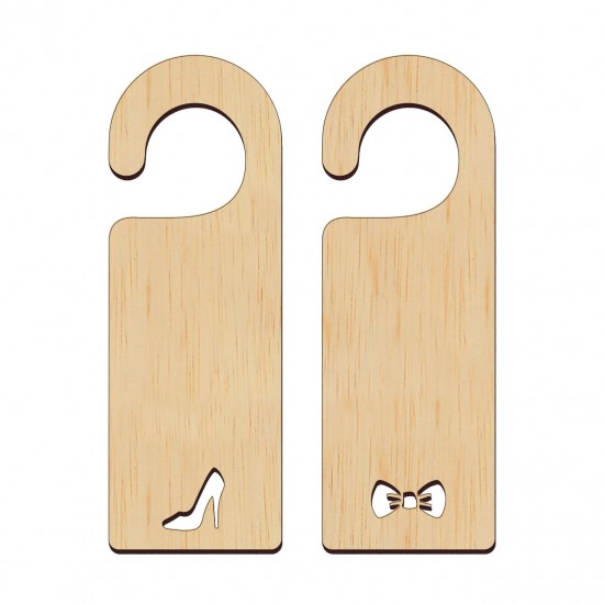 Door Hanger - Placute Usa - Door Tag - Agatatori Usa - Pantof si Papion Decupate - Set 2 Bucati Blank