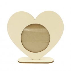 Rama Foto Blank din Lemn - Inima - 18.5x16 cm