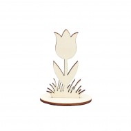 Ornament Blank Lalea din Lemn cu Suport