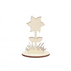 Ornament Blank Floricica din Lemn cu Suport