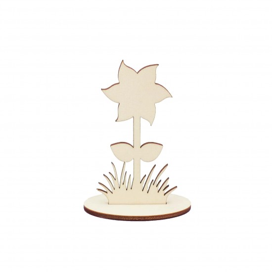 Ornament Blank Floricica din Lemn cu Suport