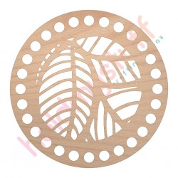 Baza din lemn pentru Crosetat Cerc Model Frunze - Fag - 15cm - 28o - 10mm