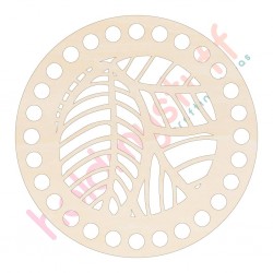 Baza din lemn pentru Crosetat Cerc Model Frunze - Albasia - 15cm - 28o - 10mm