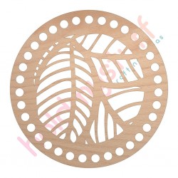 Baza din lemn pentru Crosetat Cerc Model Frunze - Fag - 15cm - 35o - 8mm