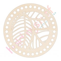 Baza din lemn pentru Crosetat Cerc Model Frunze - Albasia - 15cm - 35o - 8mm