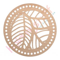 Baza din lemn pentru Crosetat Cerc Model Frunze - Fag - 15cm - 47o - 6mm