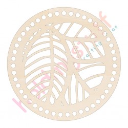 Baza din lemn pentru Crosetat Cerc Model Frunze - Albasia - 15cm - 47o - 6mm