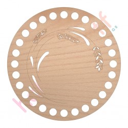 Baza din lemn pentru Crosetat Cerc Model Flori Lavanda - Fag - 15cm - 28o - 10mm