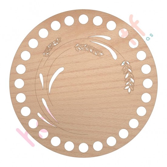 Baza din lemn pentru Crosetat Cerc Model Flori Lavanda - Fag - 15cm - 28o - 10mm