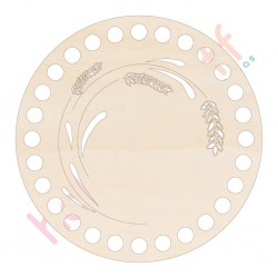 Baza din lemn pentru Crosetat Cerc Model Flori Lavanda - Albasia - 15cm - 28o - 10mm