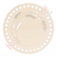 Baza din lemn pentru Crosetat Cerc Model Flori Lavanda - Albasia - 15cm - 35o - 8mm