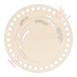 Baza din lemn pentru Crosetat Cerc Model Flori Lavanda - Albasia - 15cm - 35o - 8mm