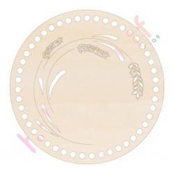 Baza din lemn pentru Crosetat Cerc Model Flori Lavanda - Albasia - 15cm - 47o - 6mm