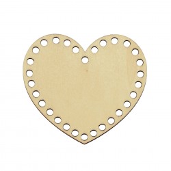 Baza din lemn pentru Crosetat - Inima - Albasia -11x10cm - 29o - 6mm