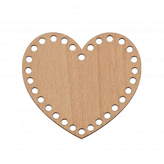 Baza din lemn pentru Crosetat - Inima - Fag -11x10cm - 29o - 6mm