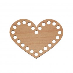 Baza din lemn pentru Crosetat - Inima - Fag - 15x11cm - 24o - 10mm